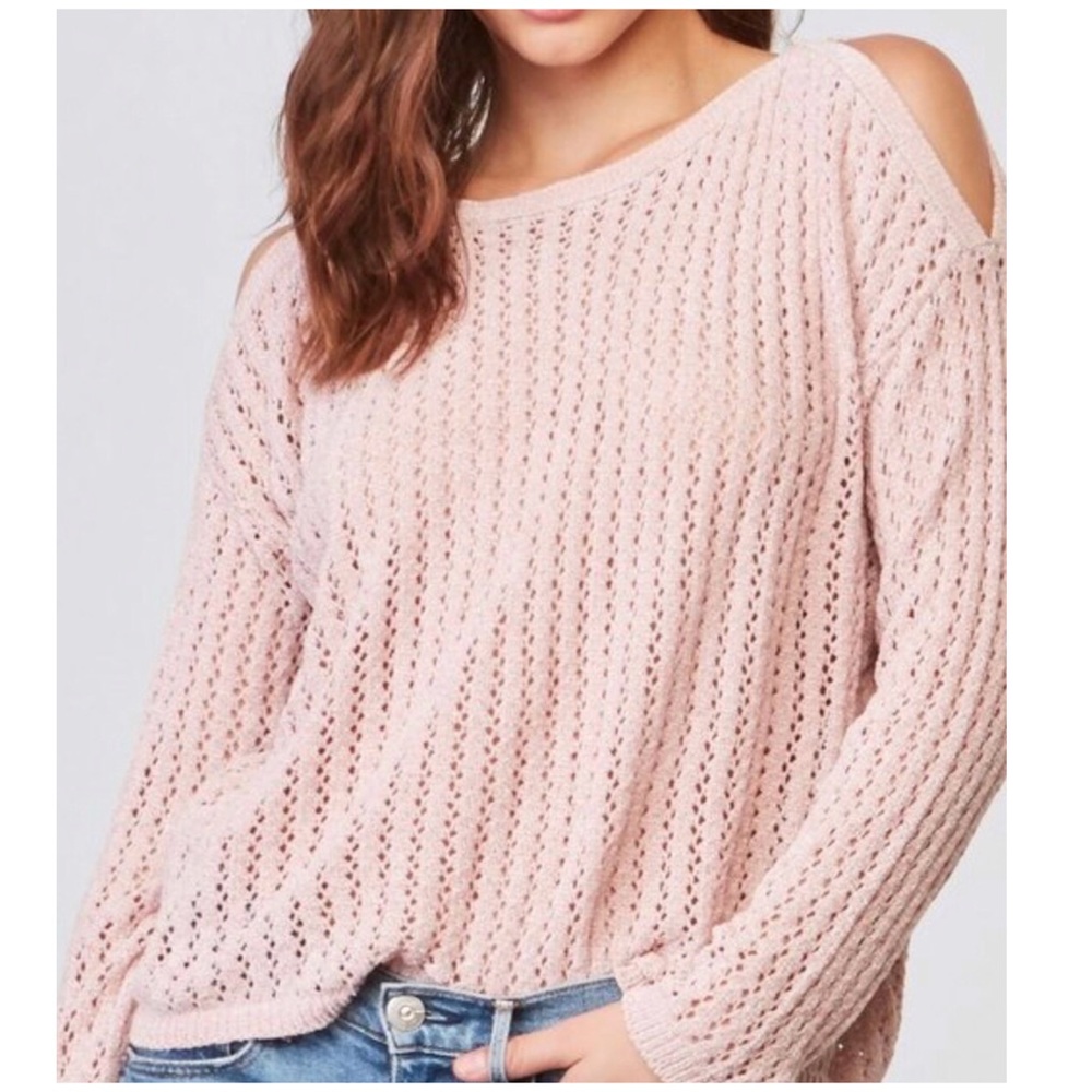 NWT BB Dakota Pink Chenille Open Knit Crop Sweater